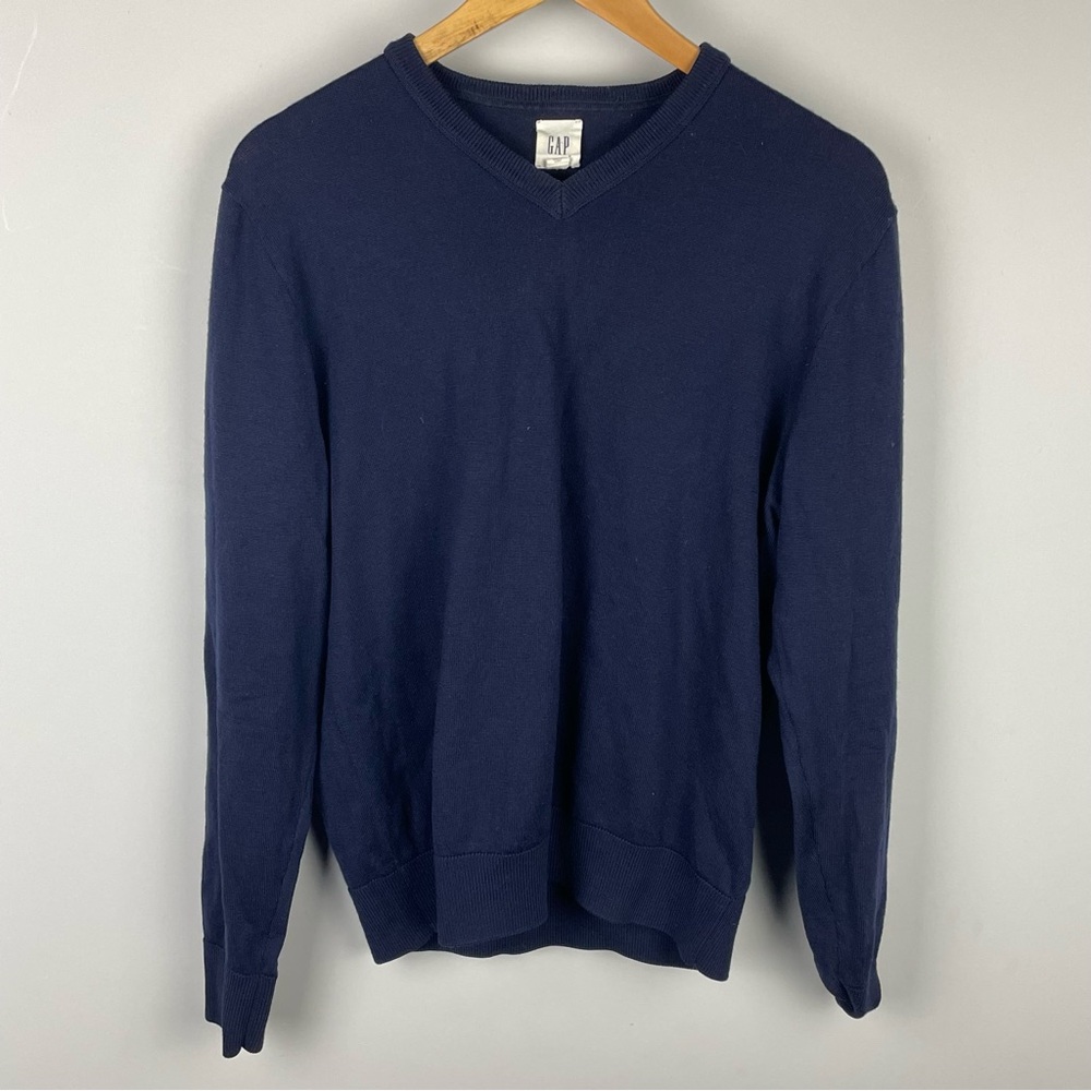 Gap V-Neck 100% Merino Wool Sweater - Small - Navy Blue